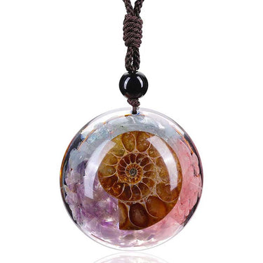 Handmade Ammonite & Natural Stone Half Sphere 'CONTEMPLATION' ORGONITE